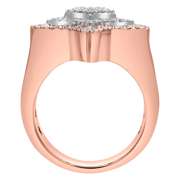 LuvMyJewelry Star Studded Bling 14K Rose Gold 3 Layered Star Ring - 2.93 Ct