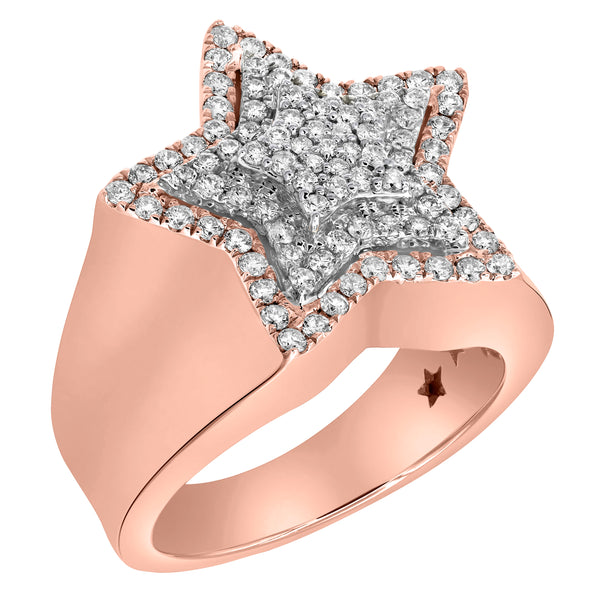 LuvMyJewelry Star Studded Bling 14K Rose Gold 3 Layered Star Ring - 1.88 Ct