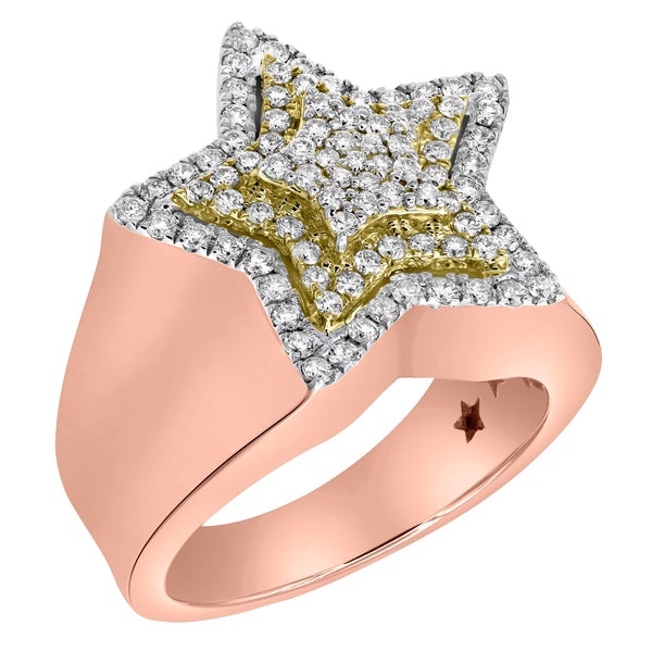 LuvMyJewelry Star Studded Bling 14K Rose Gold Two Tone Star Ring - 3 Ct