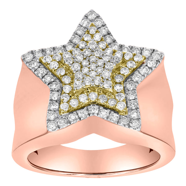 LuvMyJewelry Star Studded Bling 14K Rose Gold Two Tone Star Ring - 3 Ct