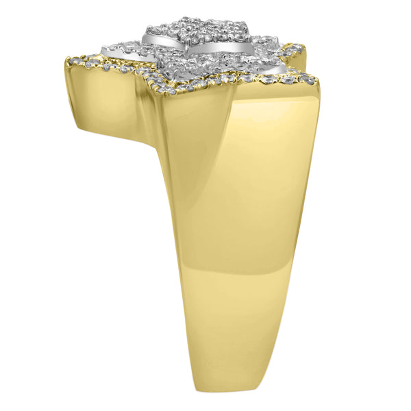 LuvMyJewelry Star Studded Bling 14K Yellow Gold 3 Layered Star Ring - 1.87 Ct