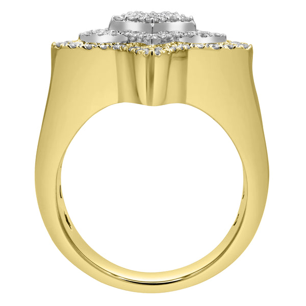 LuvMyJewelry Star Studded Bling 14K Yellow Gold 3 Layered Star Ring - 1.87 Ct