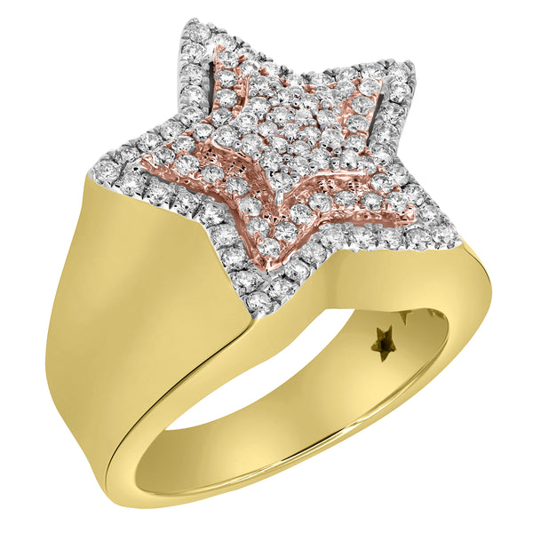 LuvMyJewelry Star Studded Bling 14K Yellow Gold Two Tone Star Ring - 3.13 Ct