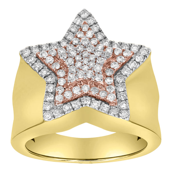 LuvMyJewelry Star Studded Bling 14K Yellow Gold Two Tone Star Ring - 3.13 Ct