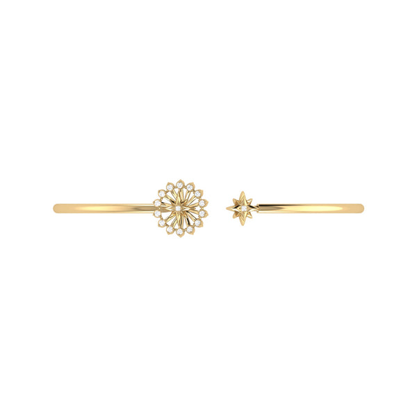 LuvMyJewelry Starburst Adjustable Diamond Cuff In 14K Yellow Gold