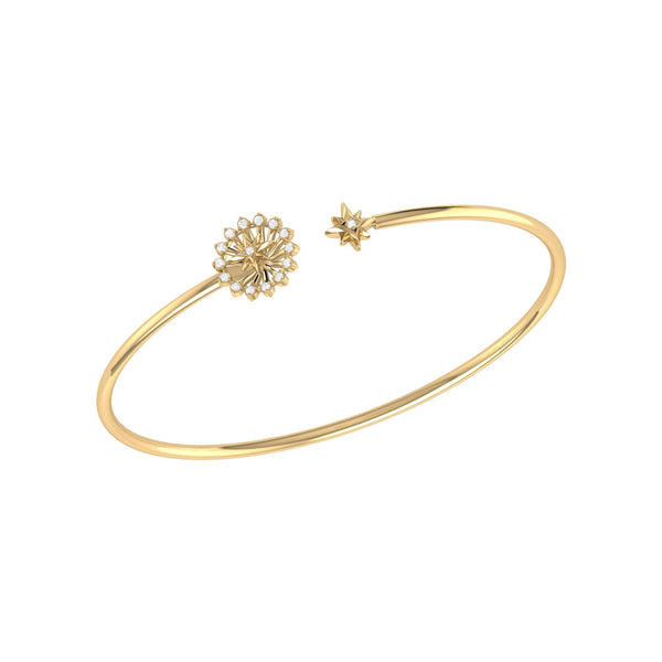 LuvMyJewelry Starburst Adjustable Diamond Cuff in 14K Yellow Gold