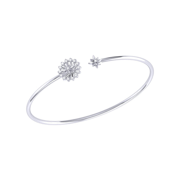 LuvMyJewelry Starburst Adjustable Diamond Cuff in Sterling Silver