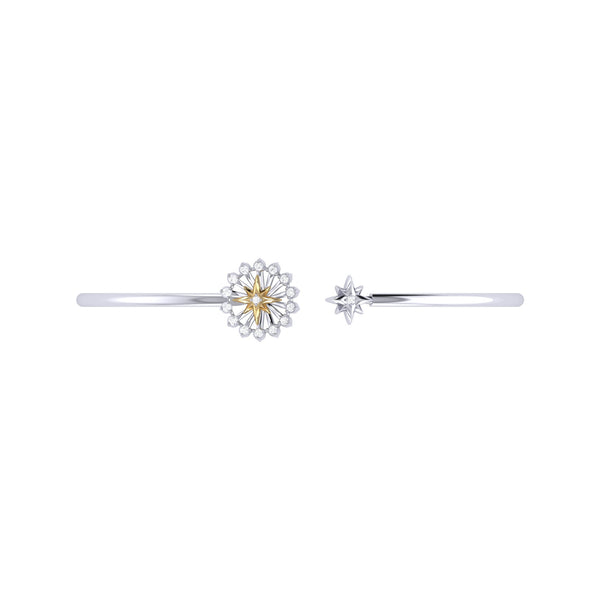 LuvMyJewelry Starburst Adjustable Diamond Two-Tone Cuff In 14K Yellow Gold