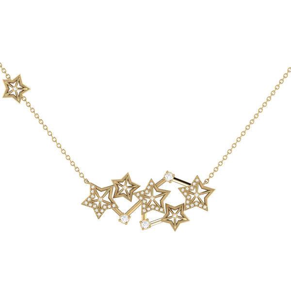 LuvMyJewelry Starburst Constellation Diamond Necklace in 14K Yellow Gold