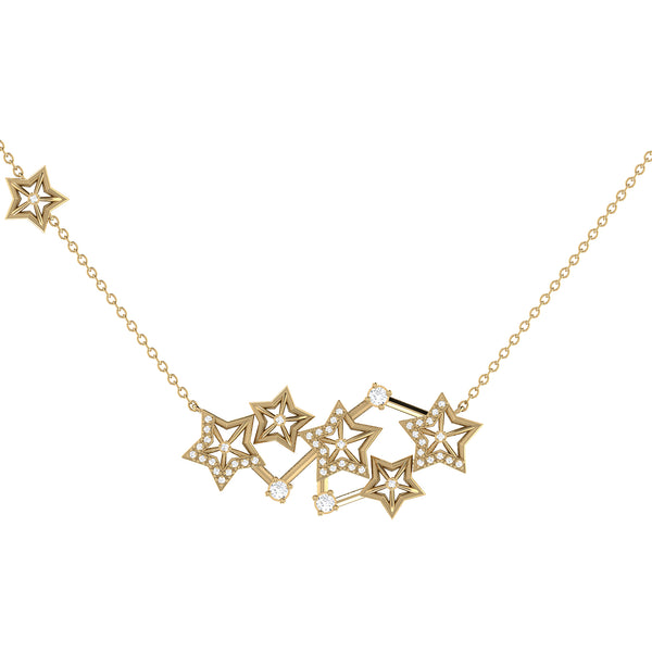 LuvMyJewelry Starburst Constellation Diamond Necklace in 14K Yellow Gold Vermeil on Sterling Silver