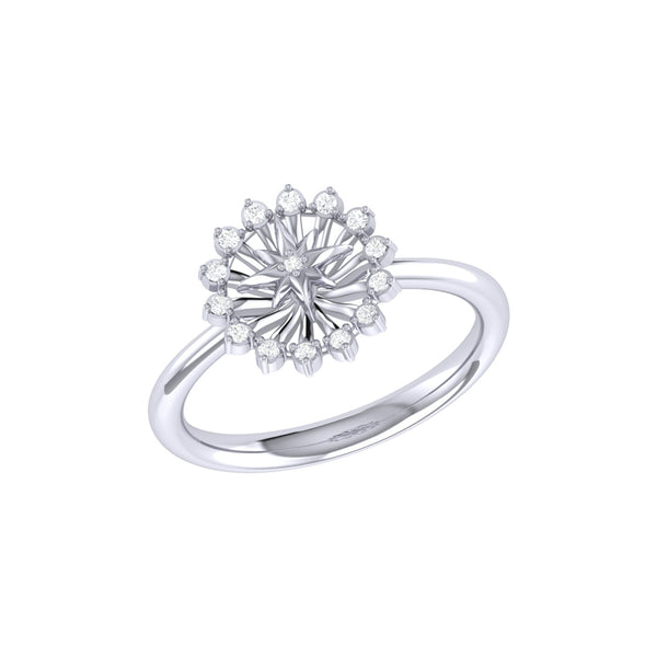 LuvMyJewelry Starburst Diamond Ring in 14K White Gold