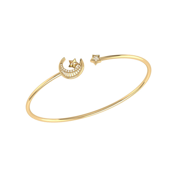 LuvMyJewelry Starkissed Crescent Adjustable Diamond Cuff in 14K Yellow Gold
