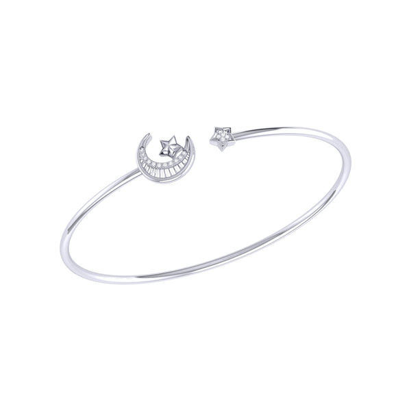 LuvMyJewelry Starkissed Crescent Adjustable Diamond Cuff in Sterling Silver