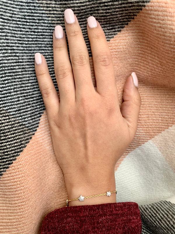 LuvMyJewelry Starkissed Diamond Bracelet In 14K Yellow Gold Vermeil On Sterling Silver