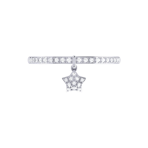 LuvMyJewelry Starkissed Diamond Charm Ring In 14K White Gold