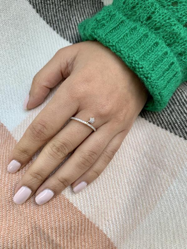 LuvMyJewelry Starkissed Diamond Charm Ring In 14K Yellow Gold Vermeil On Sterling Silver