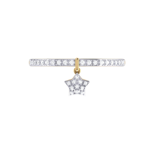 LuvMyJewelry Starkissed Diamond Charm Ring In 14K Yellow Gold Vermeil On Sterling Silver