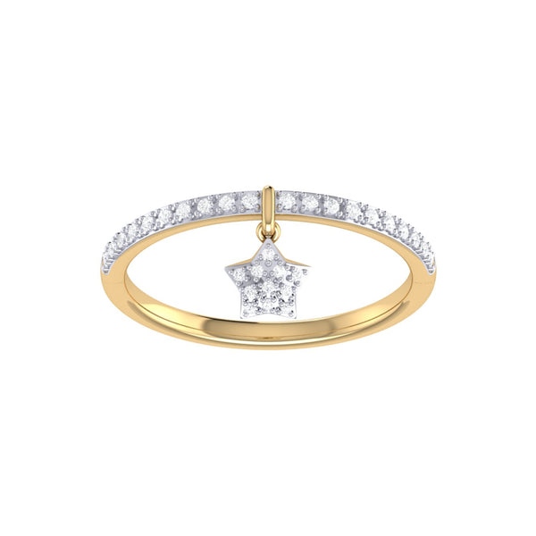 LuvMyJewelry Starkissed Diamond Charm Ring in 14K Yellow Gold Vermeil on Sterling Silver