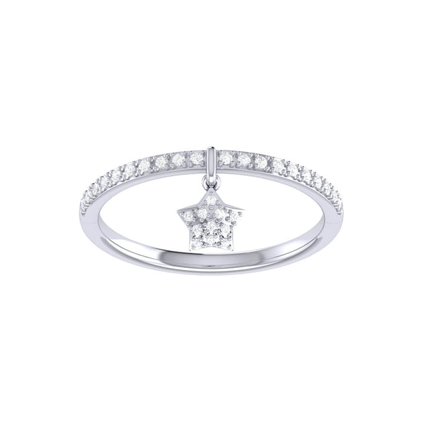 LuvMyJewelry Starkissed Diamond Charm Ring in Sterling Silver