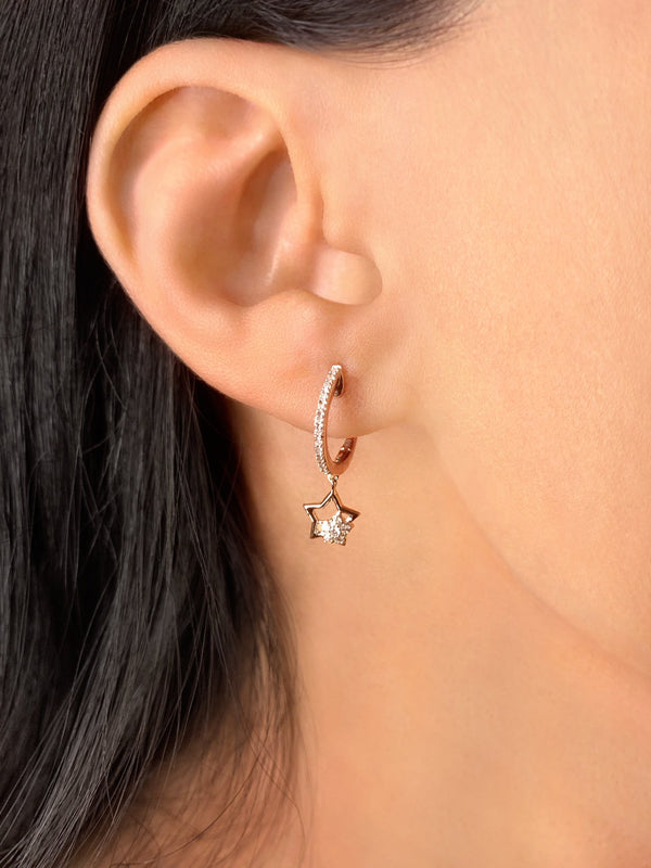 LuvMyJewelry Starkissed Duo Diamond Hoop Earrings In 14K White Gold