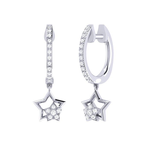 LuvMyJewelry Starkissed Duo Diamond Hoop Earrings in 14K White Gold