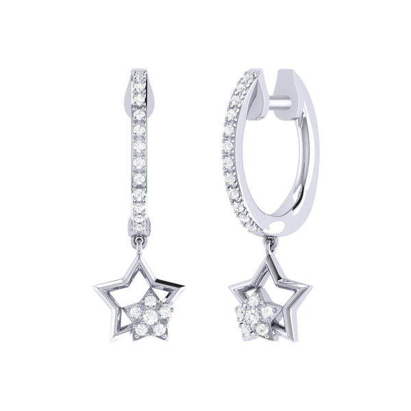 LuvMyJewelry Starkissed Duo Diamond Hoop Earrings in Sterling Silver