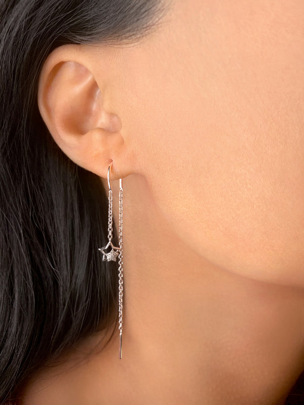 LuvMyJewelry Starkissed Duo Tack-In Diamond Earrings In Sterling Silver