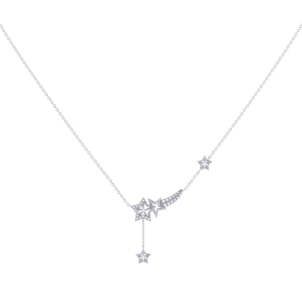 LuvMyJewelry Starlight Diamond Drop Necklace In 14K White Gold