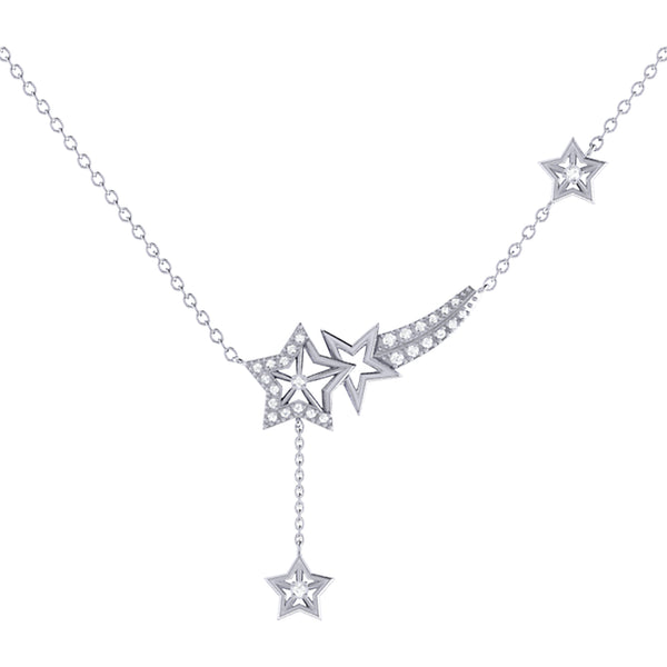 LuvMyJewelry Starlight Diamond Drop Necklace in 14K White Gold