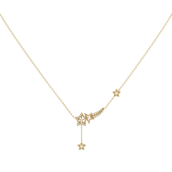 LuvMyJewelry Starlight Diamond Drop Necklace In 14K Yellow Gold
