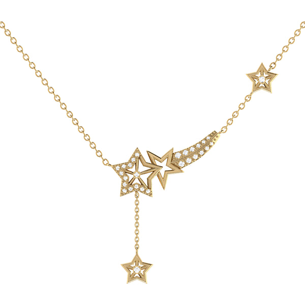 LuvMyJewelry Starlight Diamond Drop Necklace in 14K Yellow Gold