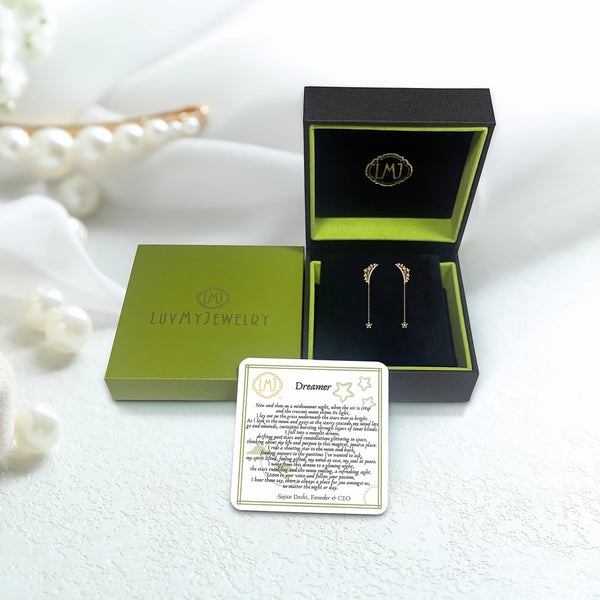 LuvMyJewelry Starry Cascade Tiara Diamond Drop Earrings In 14K Yellow Gold Vermeil On Sterling Silver