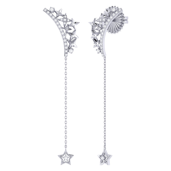 LuvMyJewelry Starry Cascade Tiara Diamond Drop Earrings in Sterling Silver