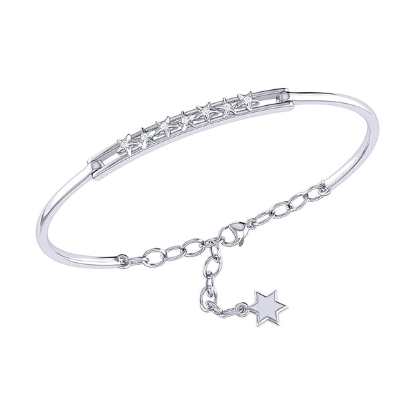 LuvMyJewelry Starry Lane Diamond Bangle in 14K White Gold
