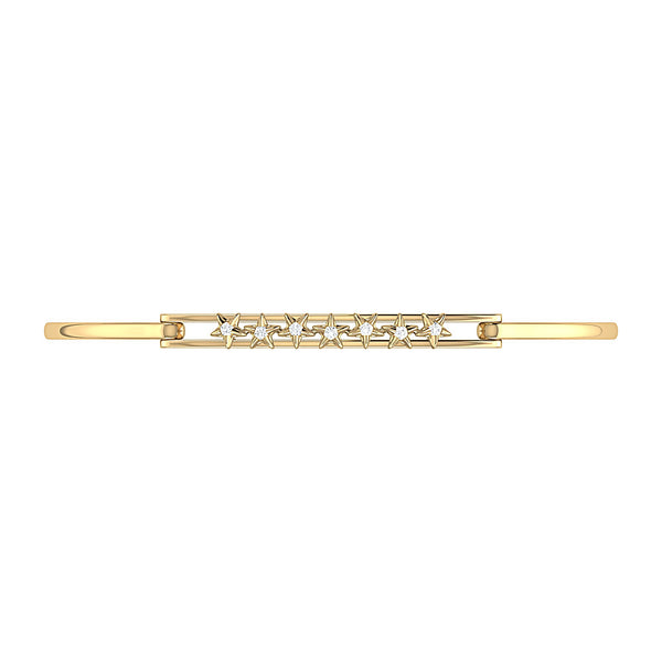 LuvMyJewelry Starry Lane Diamond Bangle In 14K Yellow Gold