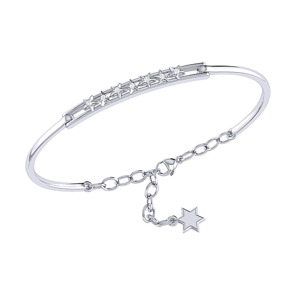 LuvMyJewelry Starry Lane Diamond Bangle in Sterling Silver