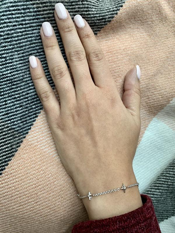 LuvMyJewelry Starry Lane Diamond Bracelet In Sterling Silver