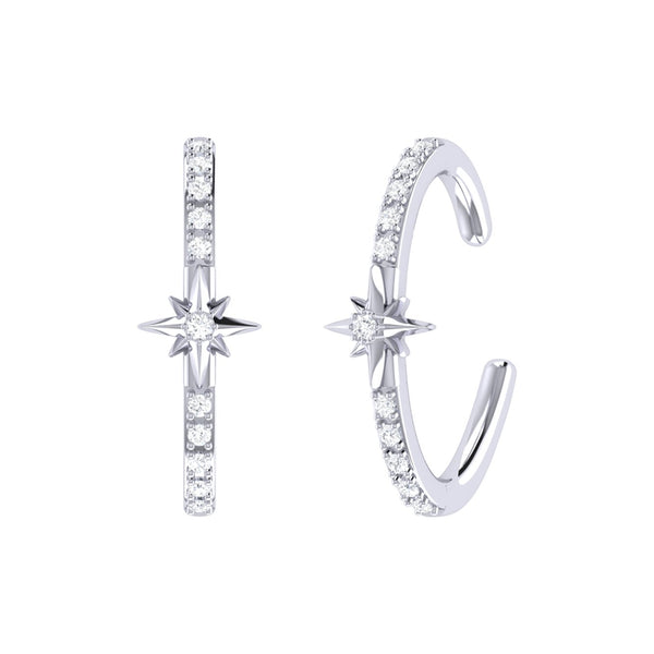 LuvMyJewelry Starry Lane Diamond Ear Cuffs in Sterling Silver