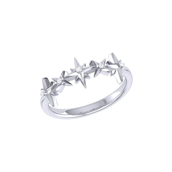 LuvMyJewelry Starry Lane Diamond Ring in 14K White Gold