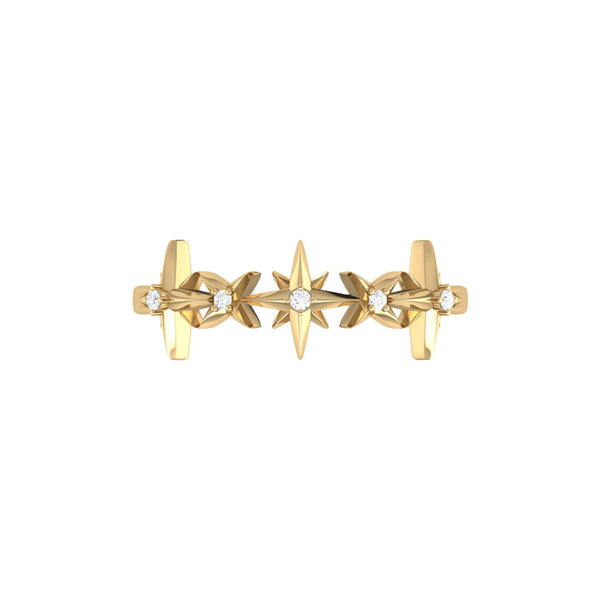 LuvMyJewelry Starry Lane Diamond Ring In 14K Yellow Gold