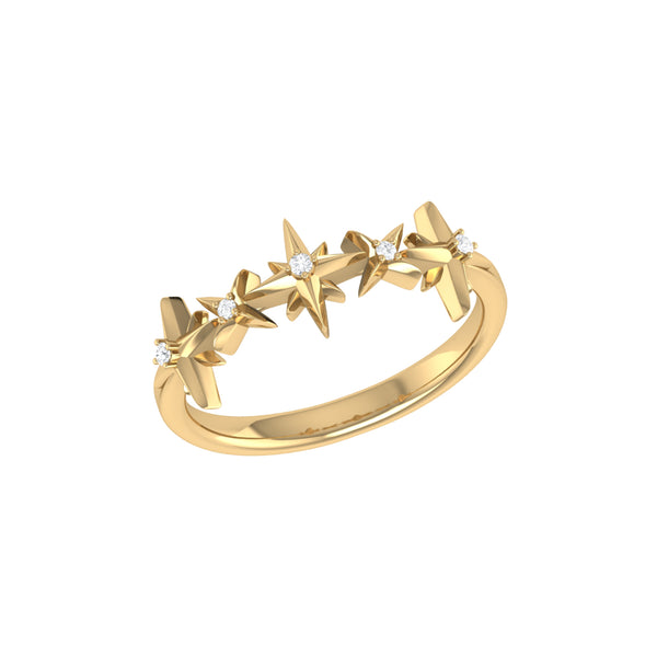 LuvMyJewelry Starry Lane Diamond Ring in 14K Yellow Gold Vermeil on Sterling Silver