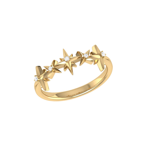 LuvMyJewelry Starry Lane Diamond Ring in 14K Yellow Gold