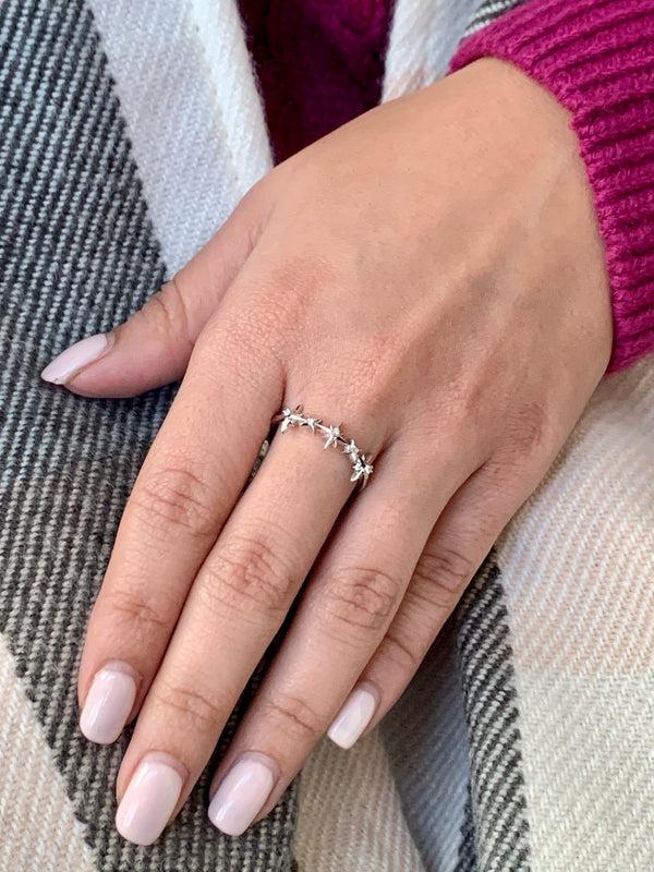 LuvMyJewelry Starry Lane Diamond Ring In Sterling Silver