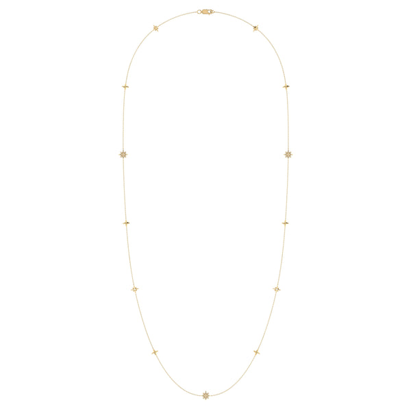 LuvMyJewelry Starry Lane Layered Diamond Necklace in 14K Yellow Gold