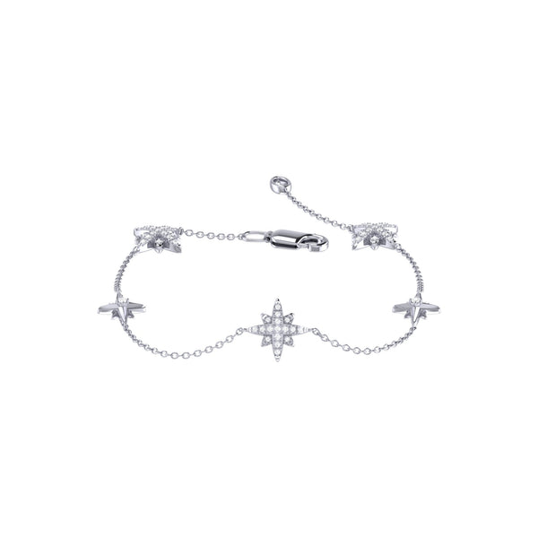 LuvMyJewelry Starry Lane North Star Diamond Bracelet in Sterling Silver
