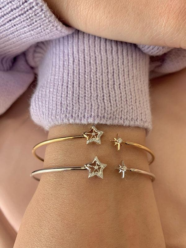 LuvMyJewelry Starry Night Adjustable Diamond Cuff In 14K Yellow Gold