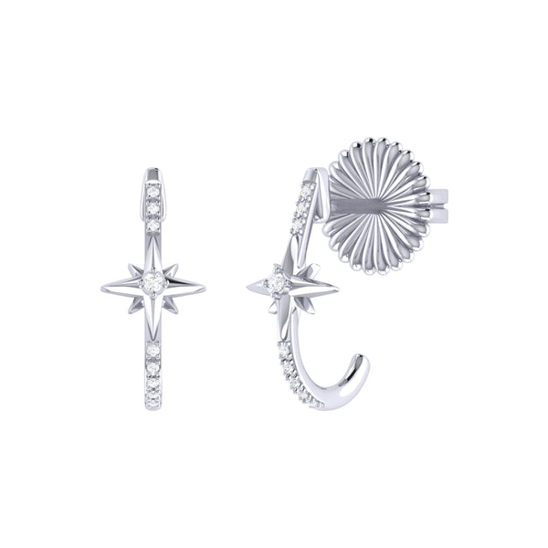 LuvMyJewelry Starry Night Diamond Star Earrings in Sterling Silver
