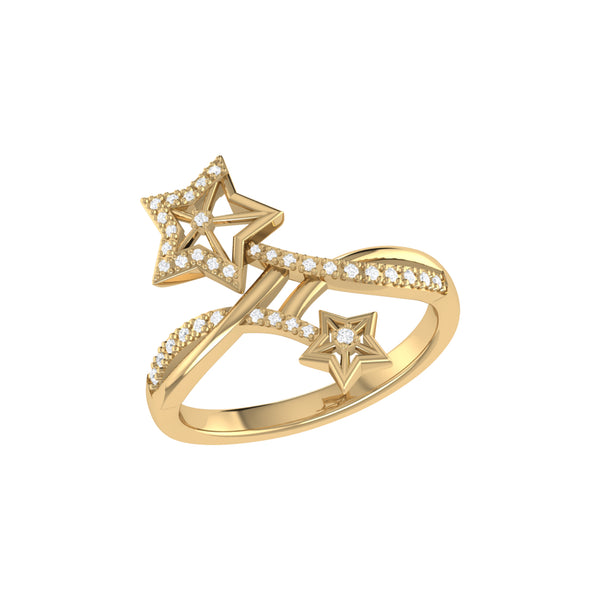 LuvMyJewelry Stars Entwined Diamond Ring in 14K Gold Vermeil on Sterling Silver