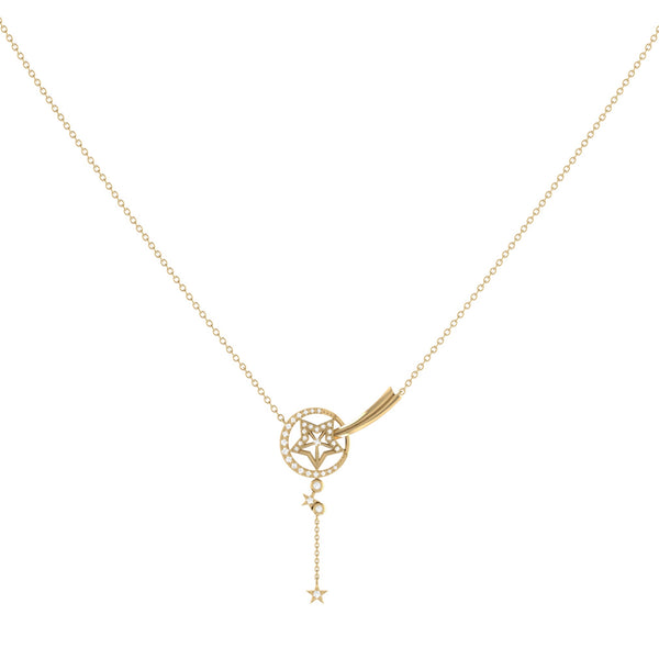 LuvMyJewelry Stella Comet Diamond Drop Necklace In 14K Gold Vermeil On Sterling Silver