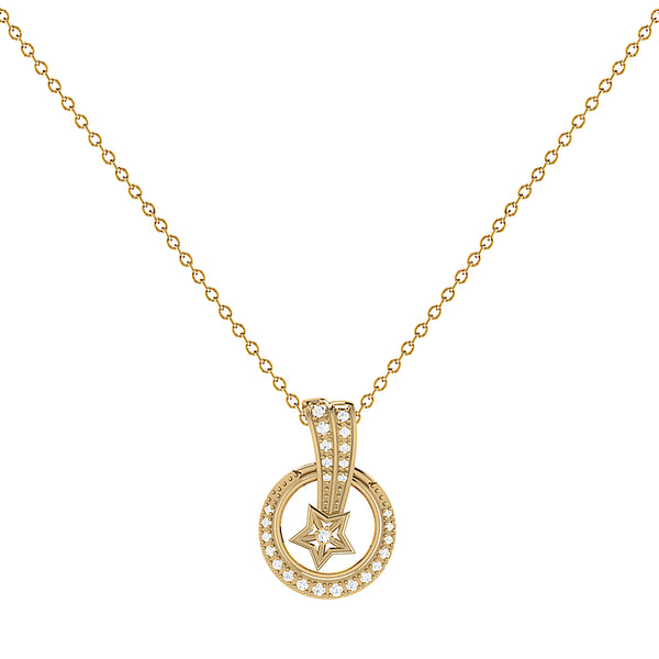 LuvMyJewelry Stellar Eclipse Diamond Pendant Necklace in 14K Gold Vermeil on Sterling Silver